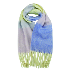 ふわもこマフラー太フリンジ ブロックカラー